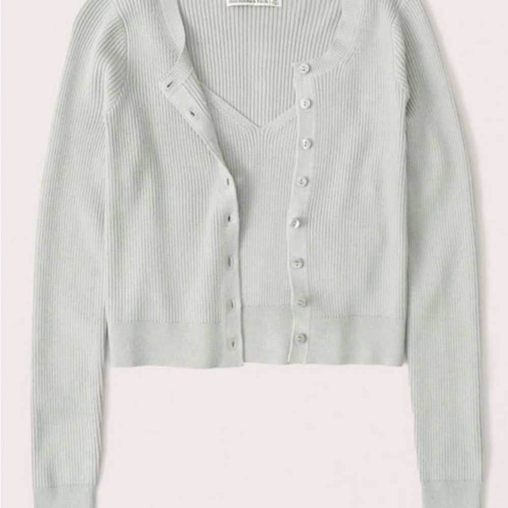 Abercrombie Ribbed Knit Cardigan and Tank Set